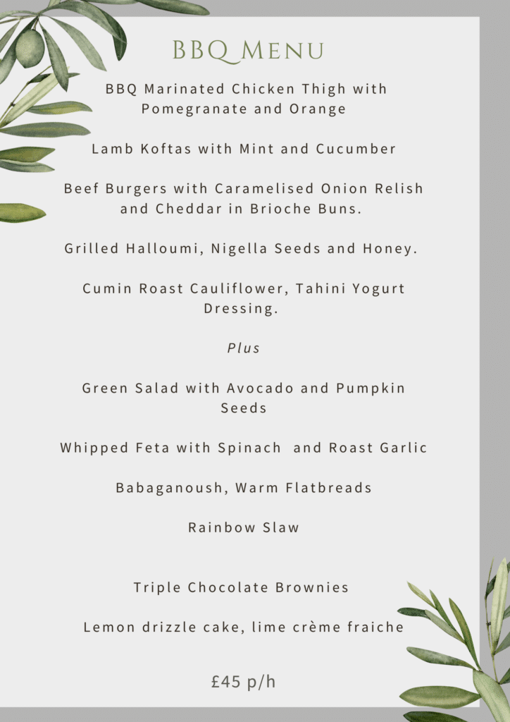 BBQ wedding feast menu